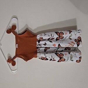 Butterfly 3/4 T White & Brown Dress